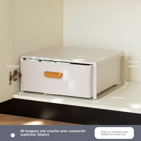 Support de rangement pour machine à café avec couvercle, étagère de cuisine pour tasses et accessoires, blanc, 1 niveau, 40 cm (1/5)
