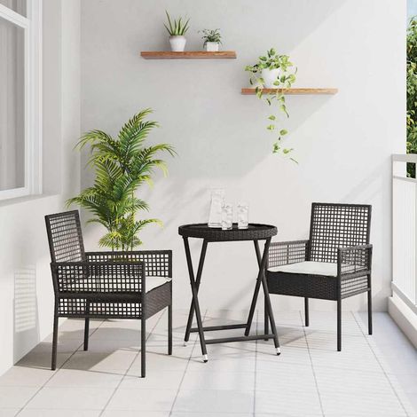 Garten Bistro Set 3 pcs Schwarz Poly-Rattan (1/5)