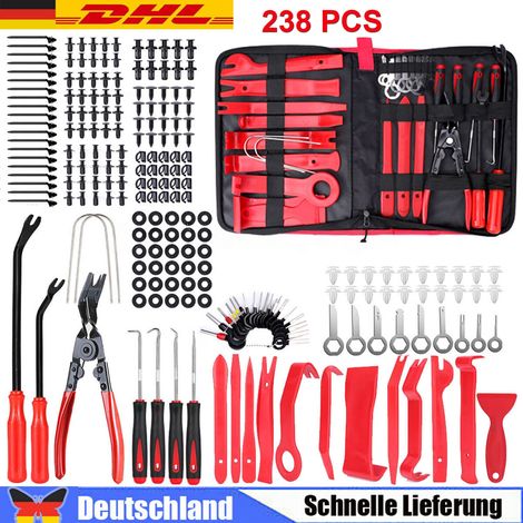 Set di 238 pinze per la rimozione di leve e clip di sollevamento per rivestimenti interni auto. (1/5)