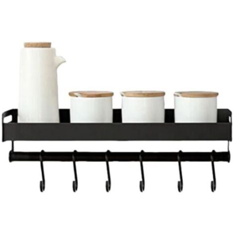 Mensola da parete per cucina adesiva, senza fori, portaspezie da parete in alluminio antiruggine per cucina (nero B 40 cm) (1/4)