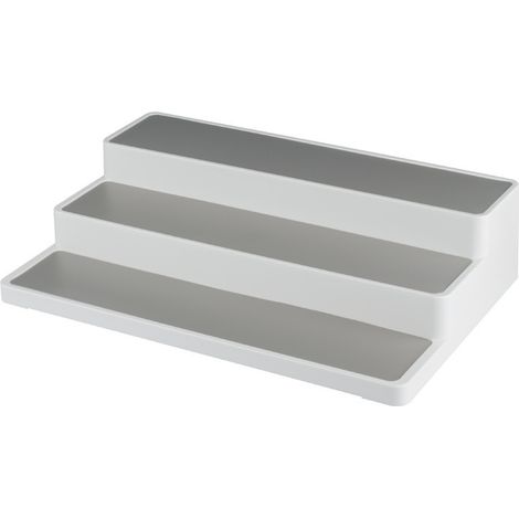 (36,4 x 23,4 x 8,5 cm) 1 Stück Weiß/Grau 3-stöckiges Gewürzregal für den Küchenschrank, rutschfestes Küchenregal (1/5)