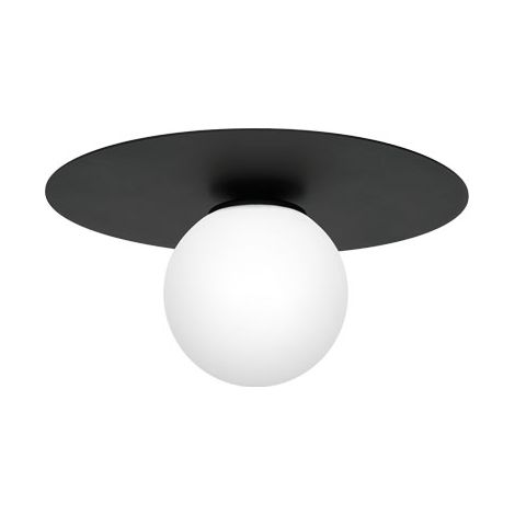 Plafonnier mini noir 35cm globe en verre E14 Luminex