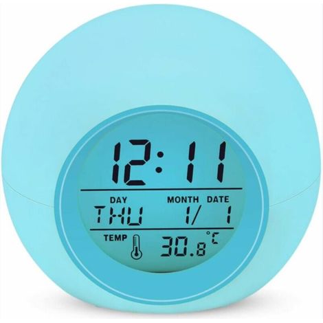 Réveil numérique pour enfants - 7 couleurs - Réveil lumineux pour garçons et filles - Fonction Snooze - 8 sonneries - 12/24 heures - Affichage de la température ambiante (1/5)