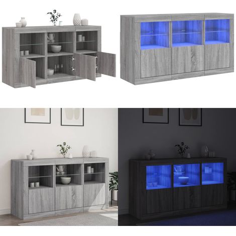 Sideboard mit LED-Leuchten Grau Sonoma 123x37x67 cm - Sideboard - Holzwerkstoff (1/5)