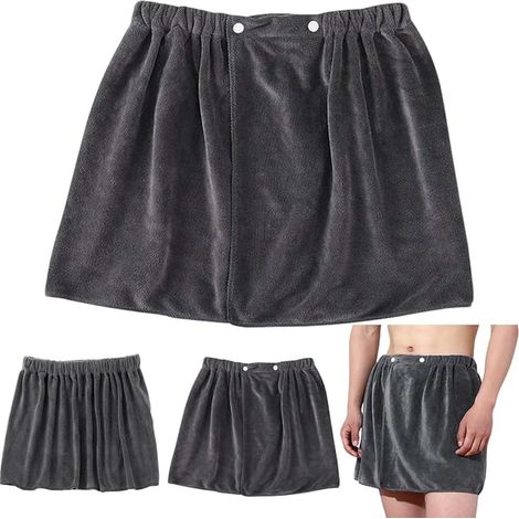 Serviette à Sauna pour Kilt Homme, Serviette de Douche Polyester Drap de Bain Grande Taille Réglable, Sortie de Bain Homme 40 × 150 cm Jupe de Sauna Gris pour Bain Plage Spa Sport