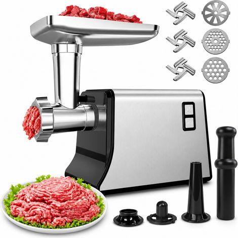 Zosudull – Hachoir à viande électrique 2000W – Coupe légumes électrique - Broyage 3 kg/min – 3 disques en acier inoxydable – 5 formes différentes de lames