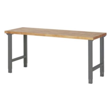 STIER Höhenverstellbare Werkbank Premium, 200x70x79-114cm, pulverbeschichteter Stahl und Buche, perfekt für vielseitige, ergonomische Arbeitsplatzgestaltung in Werkstätten (1/5)