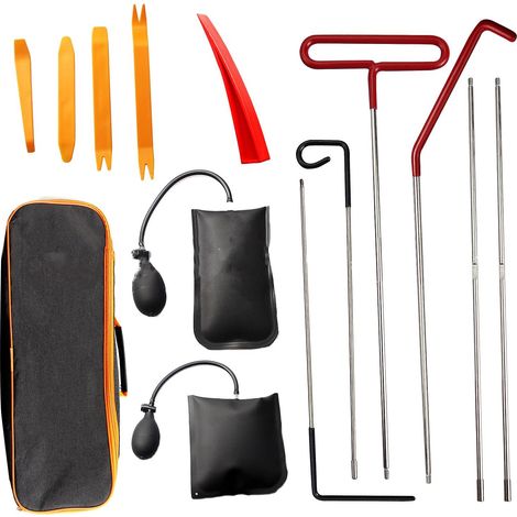 Kit d'ouverture de portières de voiture en 14 pièces, comprenant des cales de sécurité, une pompe à air et un kit d'urgence universel. (1/5)