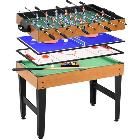 Table de jeux 4-en-1, 107 × 61 × 84.5 cm, en MDF, naturel (1/5)