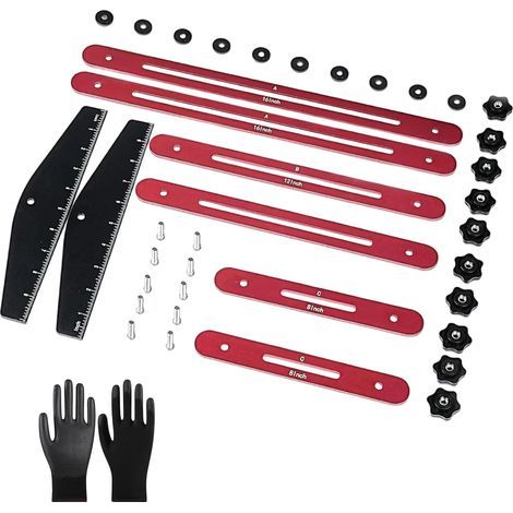 Verstellbares Treppenstufen-Schablonen-Werkzeugset, 8, 12, 16-Zoll-Aluminium-Treppenstufenlehre zur genauen Messung von Winkel, Länge und Tiefe, 3-in-1-Mess- und Anreißwerkzeug für Treppen, Böden, Sch