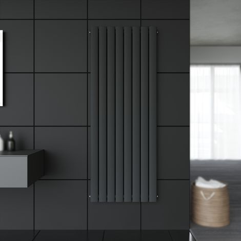 Design Flach Heizkörper 1600x616mm Antrazit Paneelheizkörper Vertikal Mittelanschluss Doppellagig (1/5)