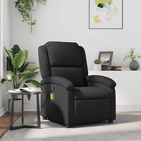 Massagesessel Schwarz Echtleder