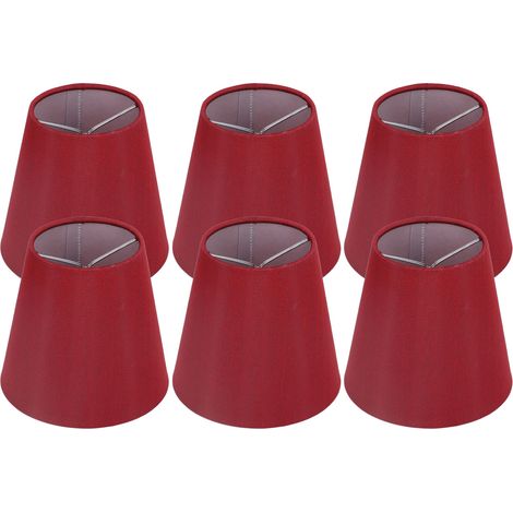 Lot de 6 abat-jour en tissu, style moderne et épuré, bonne transmission de la lumière, pour lampe de table avec ampoule E14 ou ampoule miniature pour plafonnier, A3 01, rouge bordeaux (1/5)