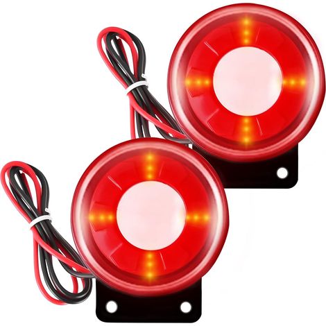 Lot de 2 alarmes sonores, Alarme Lumineuse électronique 12V pour la Maison, Alarme piézo Active 120dB, système d'alarme de sécurité avec lumière Clignotante et sirène Garage Commerce (câble de 26 cm) (1/5)