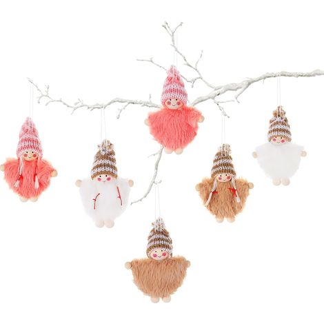 Colgantes de ángel, adornos navideños con forma de ángel, adornos navideños de peluche, adornos navideños colgantes de ángel, colgantes de madera, decoración del hogar, fiesta de Navidad (1/5)