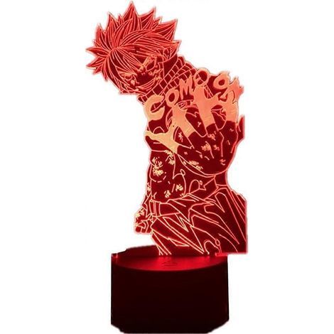 Fairy Tail Etherious Natsu Dragneel - Cadeau de Noël/anniversaire pour enfants - Lampe 3D Anime Manga avec télécommande tactile et 7/16 couleurs LED - Veilleuse USB créative (1/5)