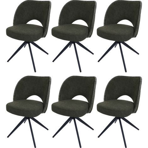 [NUNCA USADO] Juego de 6 sillas de comedor HHG-597, silla de cocina tapizada, giratoria con retorno automático, tela/textil (420 g/m²) Oeko-Tex, verde (1/5)