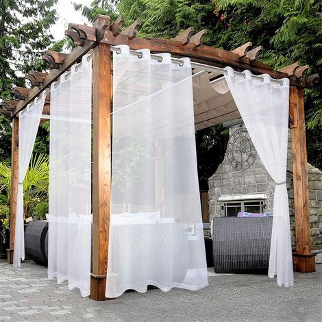 Lot de 2 Rideaux Voilages d'extérieur, avec œillets, pour Portails de Terrasse, 130 x 264 cm (1/5)