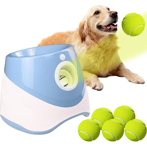 Lanciapalle per cani, macchina lancia-palle per cani con 6 palline da tennis, macchina lancia-palle per cani con 3 impostazioni di distanza (3-9 m) (1/5)