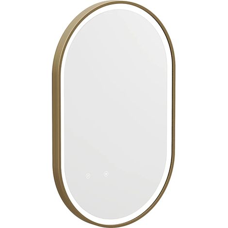 Specchio per bagno luminoso ovale antiappannamento con contorno Dorato 50 x 80 cm - ALARICO (1/5)