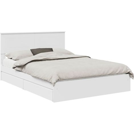 Storage Bed with Headboard White 140 x 200 cm Engineered Wood vidaXL