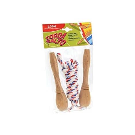 GLOBO TOYS GLOBO  594 D'ÉTÉ 270 CM CORDE À SAUTER AVEC POIGNÉE EN BOIS NATUREL ET ROULEMENT