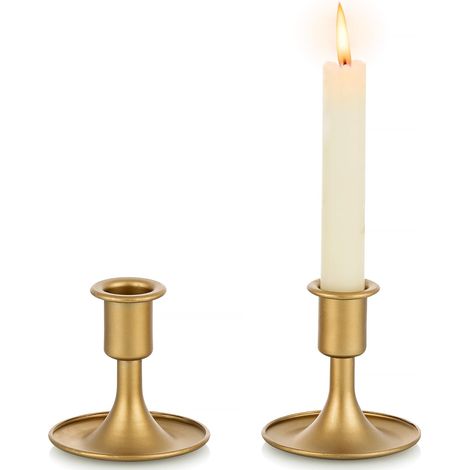 JSSEVN-Porte-bougies coniques, pour réception de mariage, décoration festive de cheminée de Noël ou décoration d'intérieur, lot de 2 (1/4)