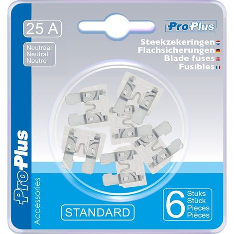 Fusibili lamellari standard 25A neutro 6 pezzi in blister
