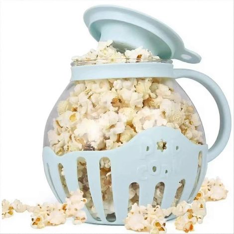Mini machine à popcorn avec couvercle en silicone bleu compatible avec tous les appareils (1/5)