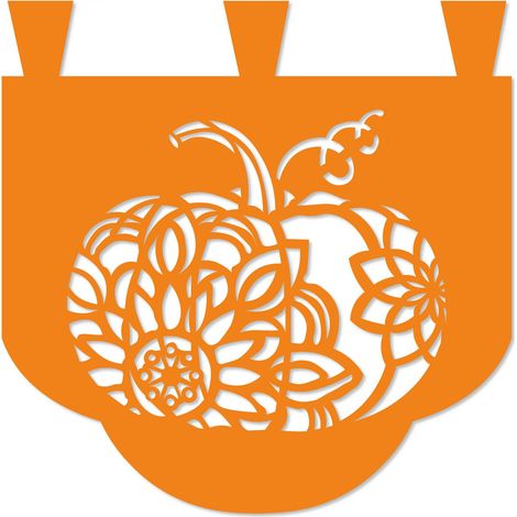 Durchbrochener Küchenvorhang D76, Kürbismuster, Herbstmotiv, 35 x 35 cm, orange
