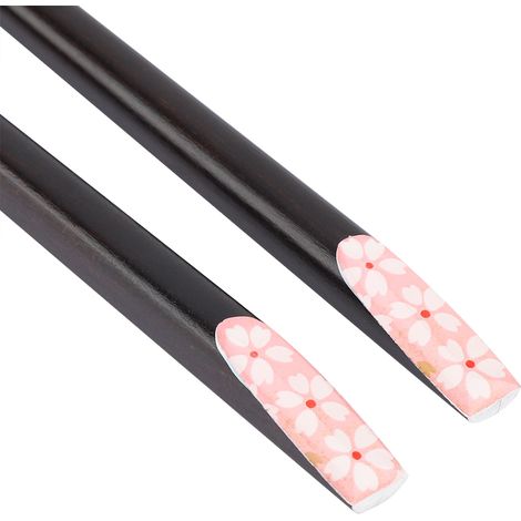 paire de baguettes en bois durables réutilisables, motif Sakura, style japonais (rose clair) (1/5)