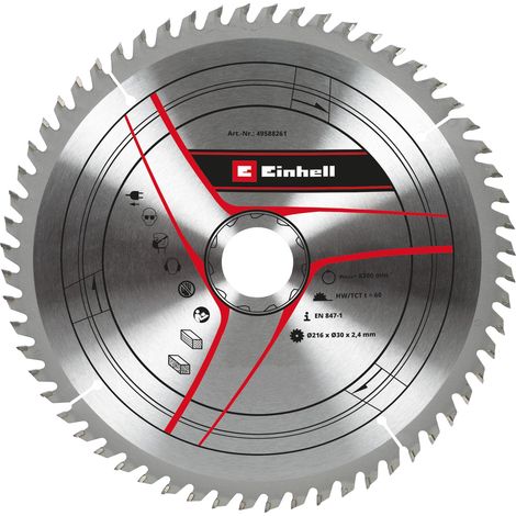 Lame scie circulaire carbure Ø 216 x 30 x 2,4 mm, 60 dents (1/2)