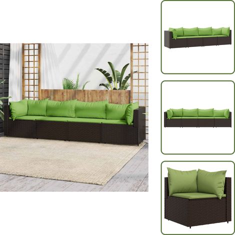 4-tlg. Garten-Lounge-Set mit Kissen Braun Poly Rattan - Gartensorgsatz - Loungeset - Gartenmöbel - Outdoor Möbel - Rattan Gartenmöbel (1/5)