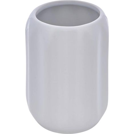 Pot à Brosse à Dents en Grès "Suny Colorama" 12cm Blanc (1/2)