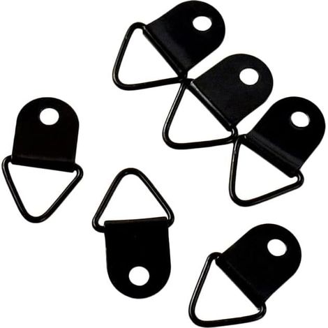 Lot de 50 crochets muraux pour cadres photo, anneaux en D triangulaires en métal, pour suspendre cadres photo et toiles, supports muraux noirs. (1/5)