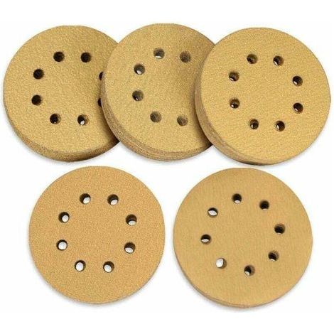 Confezione da 100 dischi abrasivi in velcro da 125 mm, grana 60, 80, 120, 150, 220, 8 fori, per levigatrice orbitale casuale - RWDIY ›Utensili manuali ed elettrici ›Accessori per utensili elettrici ›A (1/4)