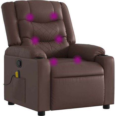 fauteuil de massage inclinable en similicuir marron (1/5)