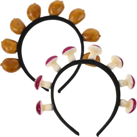 Ensemble de 2 serre-têtes 3D en plastique , motif pomme terre et champignon . Un serre-tête amusant (1/5)