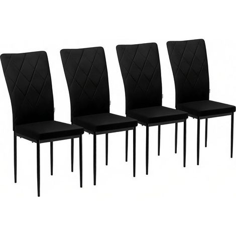 Chaises de salle à manger en velours avec cadre métal, lot de 4, 42 x 94,5 x 59 cm, capacité 120 kg (1/5)