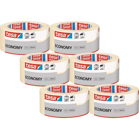 Tesa – Ruban de masquage écologique 50mm x 50m – Adhérence forte pour peinture – Retrait sans résidu jusqu'à 4 jours – Lot de 6 rouleaux (1/3)