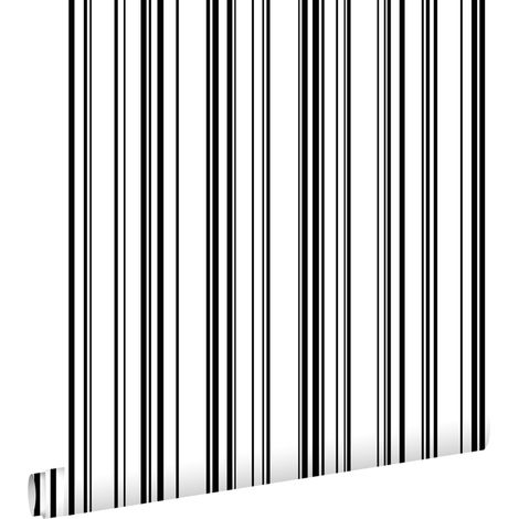 papier peint rayures fines noir et blanc  - ESTAhome