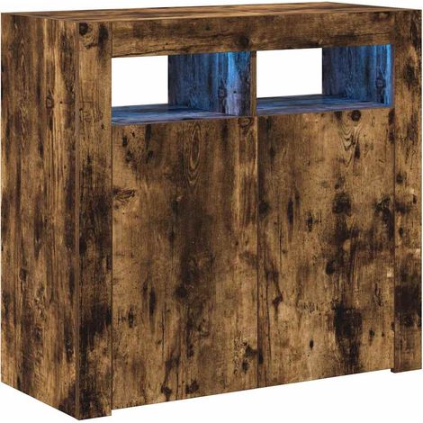 vidaXL Credenza con Luci LED Rovere Fumo 80x35x75 cm