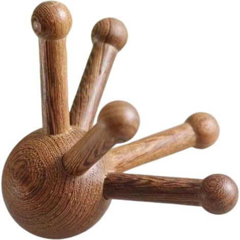 Outil de massage en bois pour points de déclenchement, masseur à 5 branches en forme de fuseau, outil de massage du cuir chevelu pour le dos, la nuque, les épaules et plus encoref2-AquaForge (1/5)