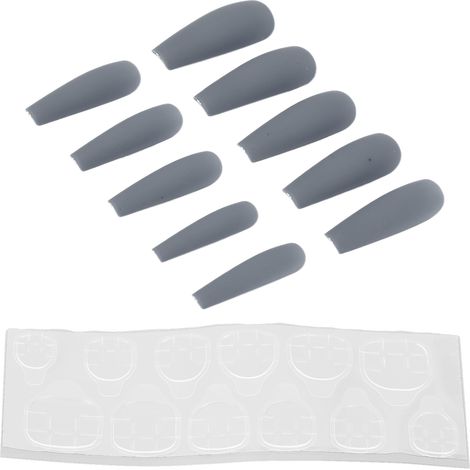 10 faux ongles en forme de cercueil extra longs et brillants, kit manucure facile à poser pour nail art, design N5355-05 pour femmes (1/5)