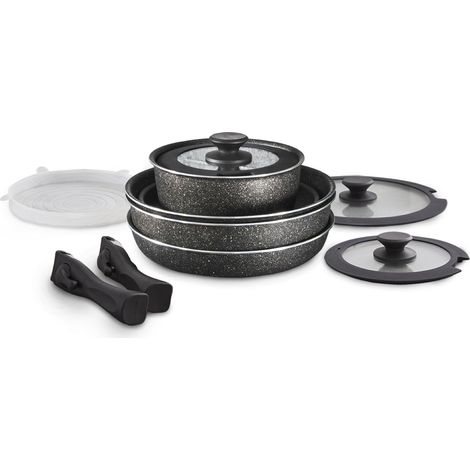 Tower T900160 Freedom 13-Piece Precision Black Diamond Coated Cookware Set, Induction Compatible, Stackable Design, Black