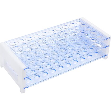Gradilla BorinGlass de 50 ranuras para tubos de ensayo de 13 mm de diámetro exterior, organizador de laboratorio de plástico resistente (1/5)