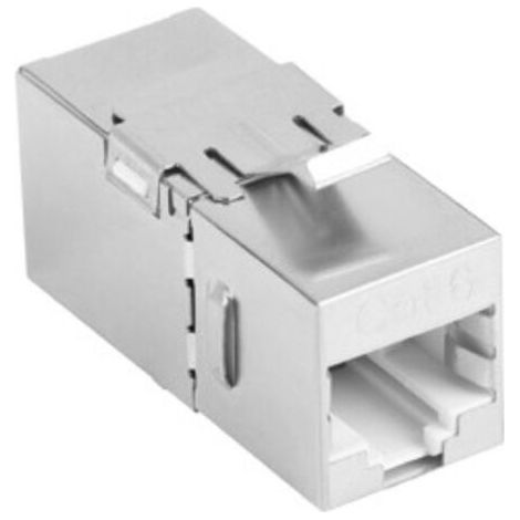 Connettore cilindrico angolato, presa Keystone, 2 connettori di rete FTP RJ45 cat.6