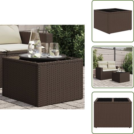 Tavolo in rattan - vidaXL Tavolo da Giardino Piano Vetro Marrone 55x55x37 cm Polyrattan - Tavolo in acciaio