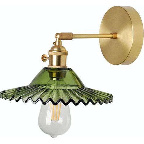 E27 Moderne Cuivre Applique Murale Industrielle Verre Murale Luminaires Lampe Moderne en Vere Abat-jour(Vert) (1/4)