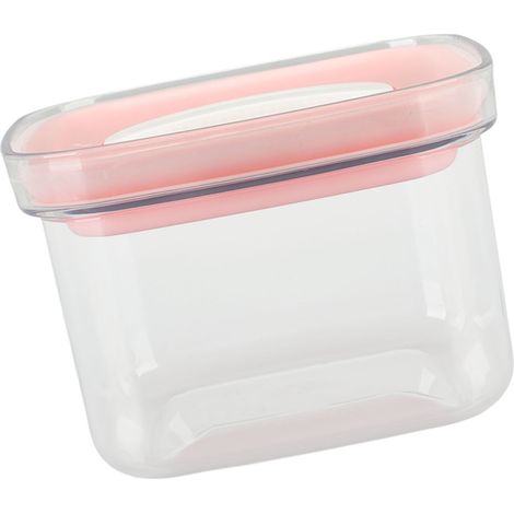 Boîte de conservation alimentaire hermétique de 600 ml, transparente et fermée, avec couvercle, idéale pour le riz mélangé. Convient aux céréales variées. Rose. (1/5)